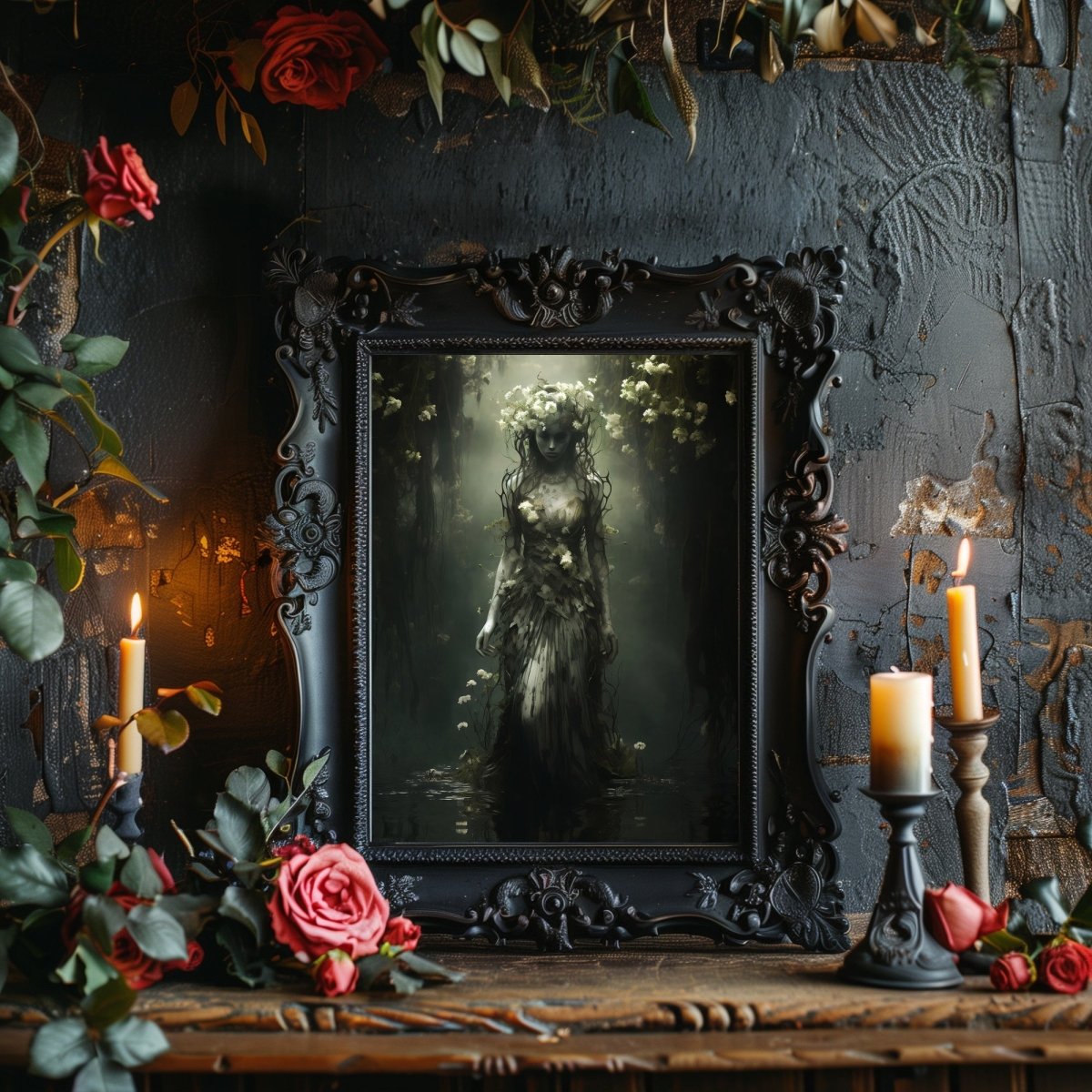 Goddess of Water Gothic Wall Art Dark Vintage Dark Academia Print Dark Aesthetic Room Decor Gothic Occult Witchcraft Print Paper Poster Print - Everything Pixel