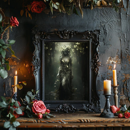 Goddess of Water Gothic Wall Art Dark Vintage Dark Academia Print Dark Aesthetic Room Decor Gothic Occult Witchcraft Print Paper Poster Print - Everything Pixel