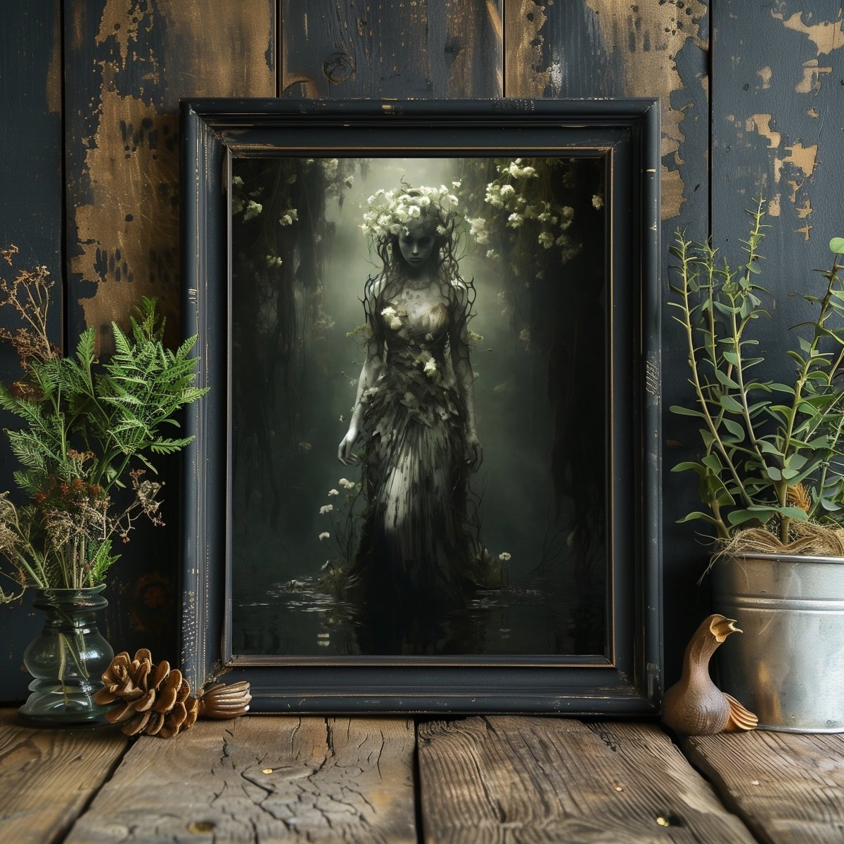 Goddess of Water Gothic Wall Art Dark Vintage Dark Academia Print Dark Aesthetic Room Decor Gothic Occult Witchcraft Print Paper Poster Print - Everything Pixel