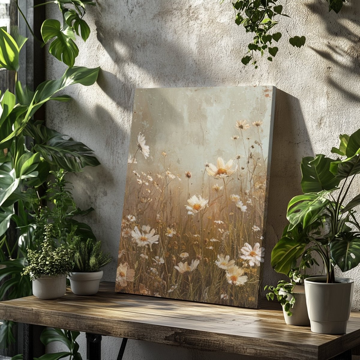 Golden Wildflower Field Canvas Print - Rustic Floral, Spring Meadow, Timeless Country Decor - Everything Pixel