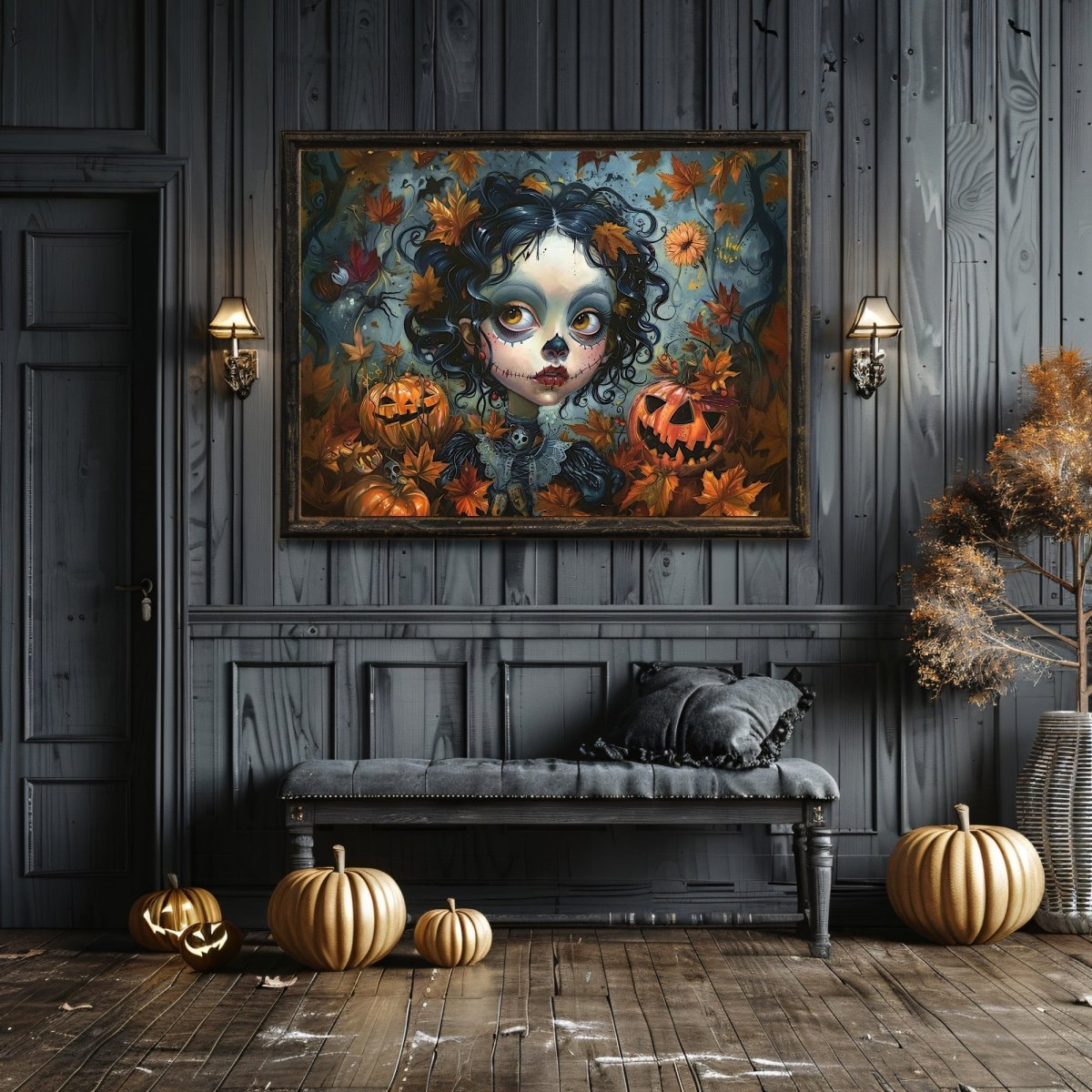 Goth Girl in Halloween Mood - Whimsigoth Decor - Gothic Wall Art Print - Everything Pixel