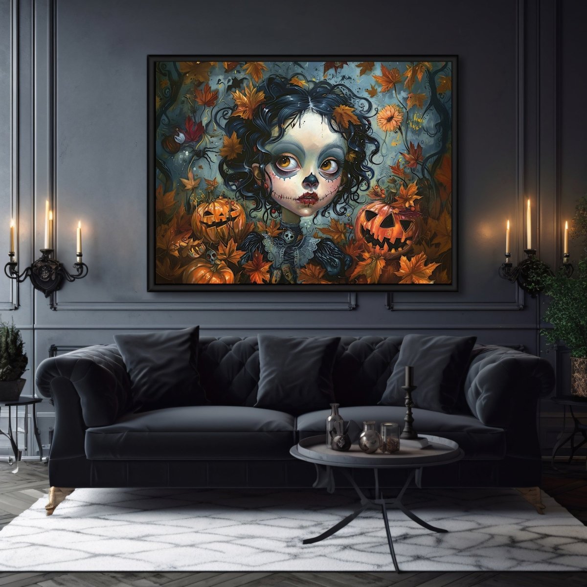 Goth Girl in Halloween Mood - Whimsigoth Decor - Gothic Wall Art Print - Everything Pixel