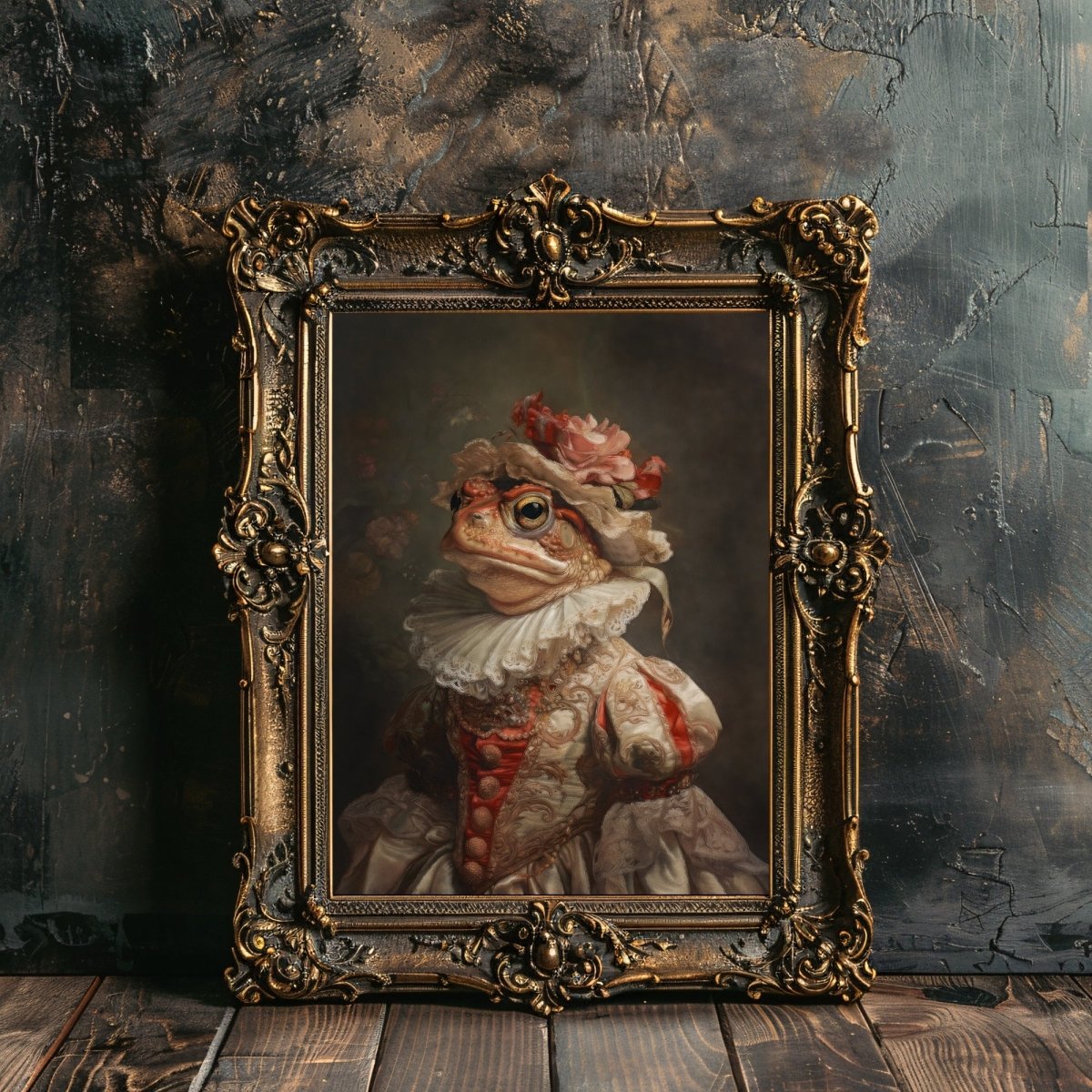 Gothic Royal Toad Baroque Portrait Wall Art Print - Everything Pixel