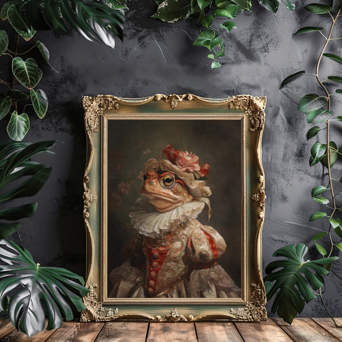Gothic Royal Toad Baroque Portrait Wall Art Print - Everything Pixel