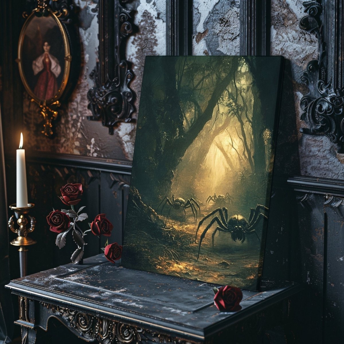 Gothic Spider Enchanted Forest Canvas Print - Fantasy Artwork - Everything Pixel