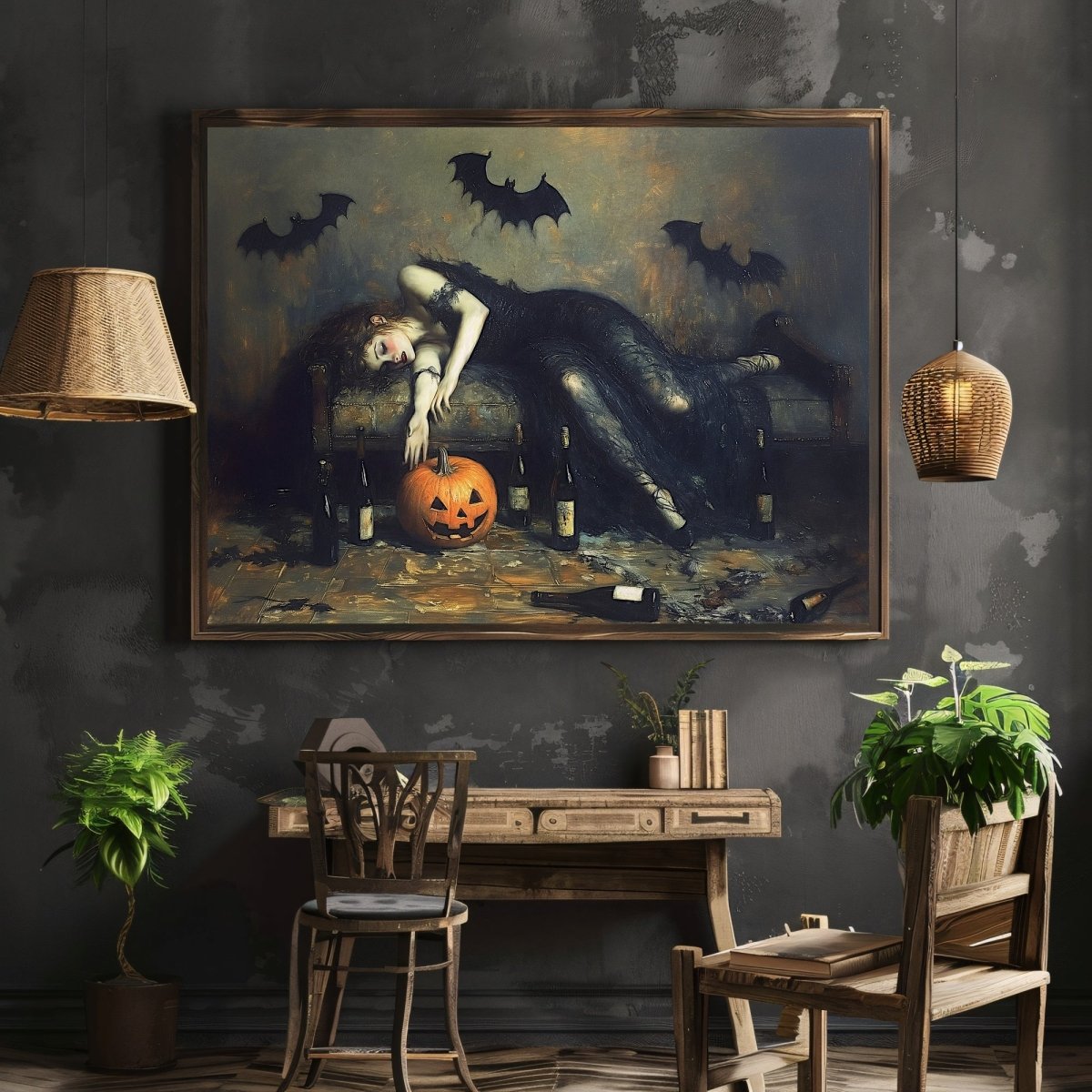 Halloween Party Aftermath Wall Art Print - Victorian Woman Portrait, Gothic Feminine Art - Everything Pixel