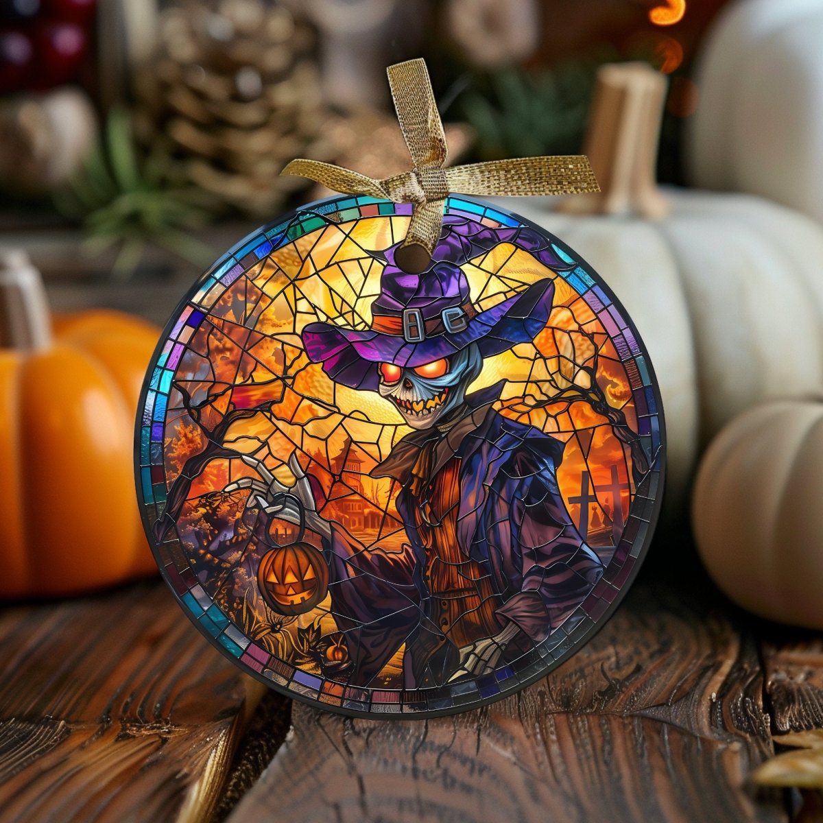 Halloween Stained Glass Ornament Cliparts 20 PNG Bundle Sublimation Design Spooky Round Halloween Graphics Ghost Vampire Pumpkin Witch - Everything Pixel