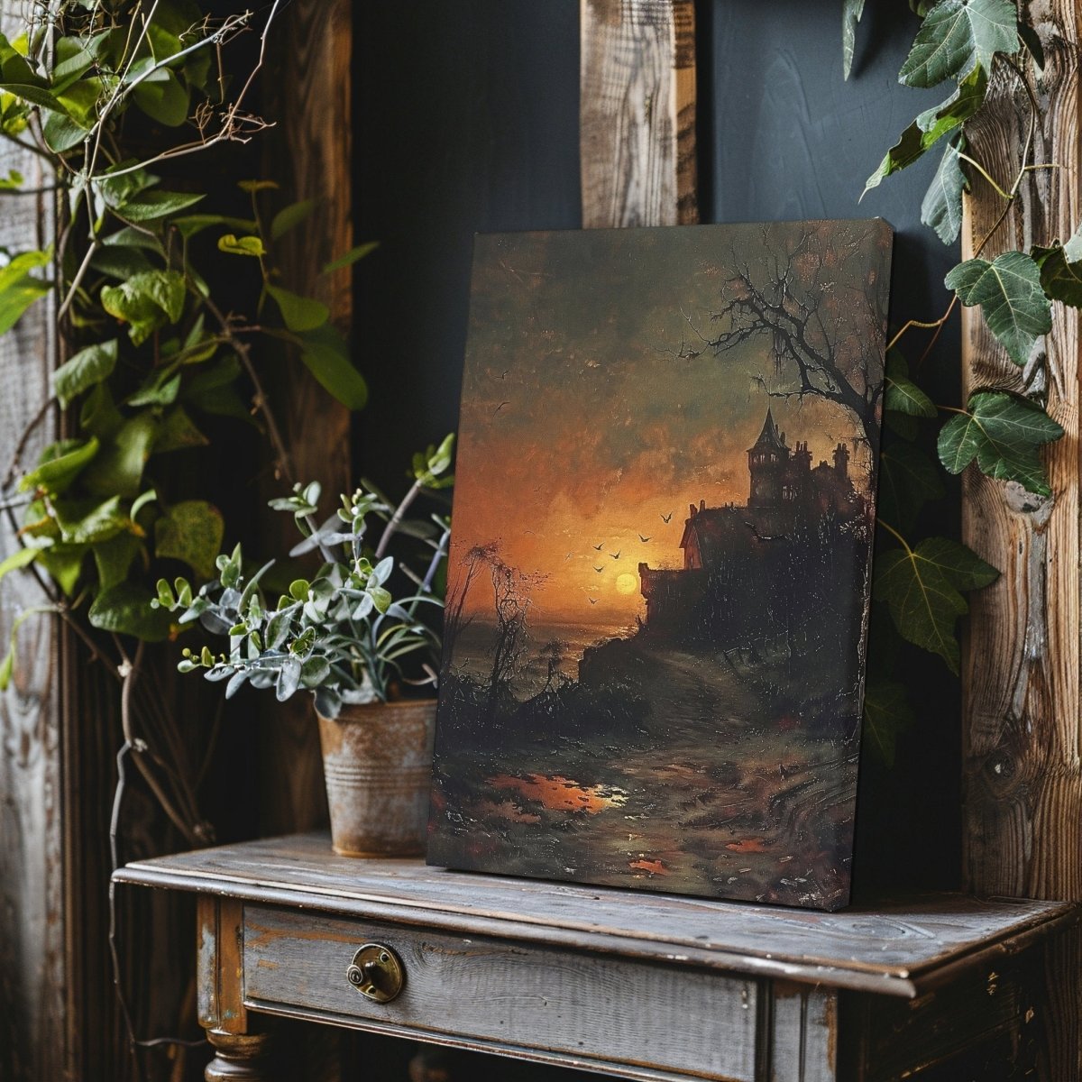 Haunted Castle at Sunset - Vampire Aesthetic - Gothic Canvas Print - Everything Pixel