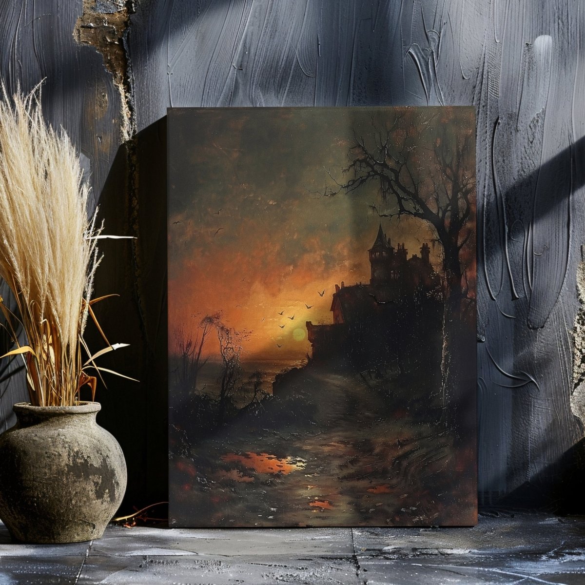 Haunted Castle at Sunset - Vampire Aesthetic - Gothic Canvas Print - Everything Pixel