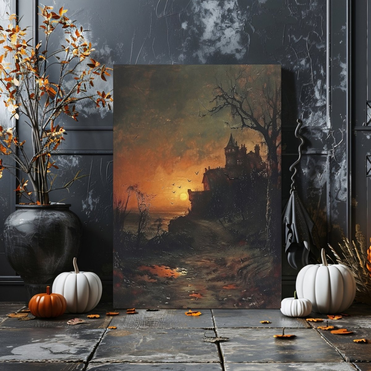 Haunted Castle at Sunset - Vampire Aesthetic - Gothic Canvas Print - Everything Pixel