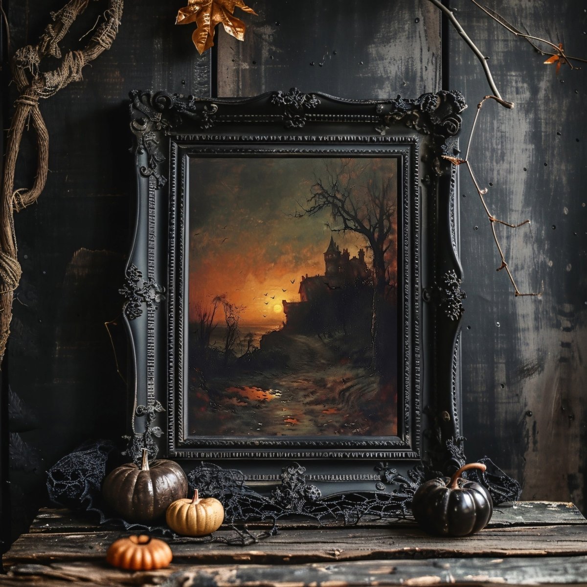 Haunted Castle at Sunset - Vampire Aesthetic - Gothic Wall Art Print - Everything Pixel