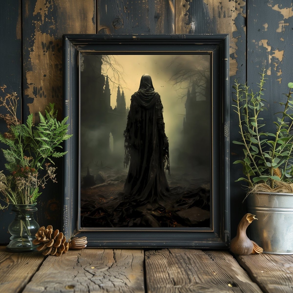 Haunted Ruins Gothic Wall Art Spooky Mysterious Wall Decor Eerie Painting Dark Cottagecore Gothic Retro Print Abandoned Church Ruins Paper Poster Print - Everything Pixel