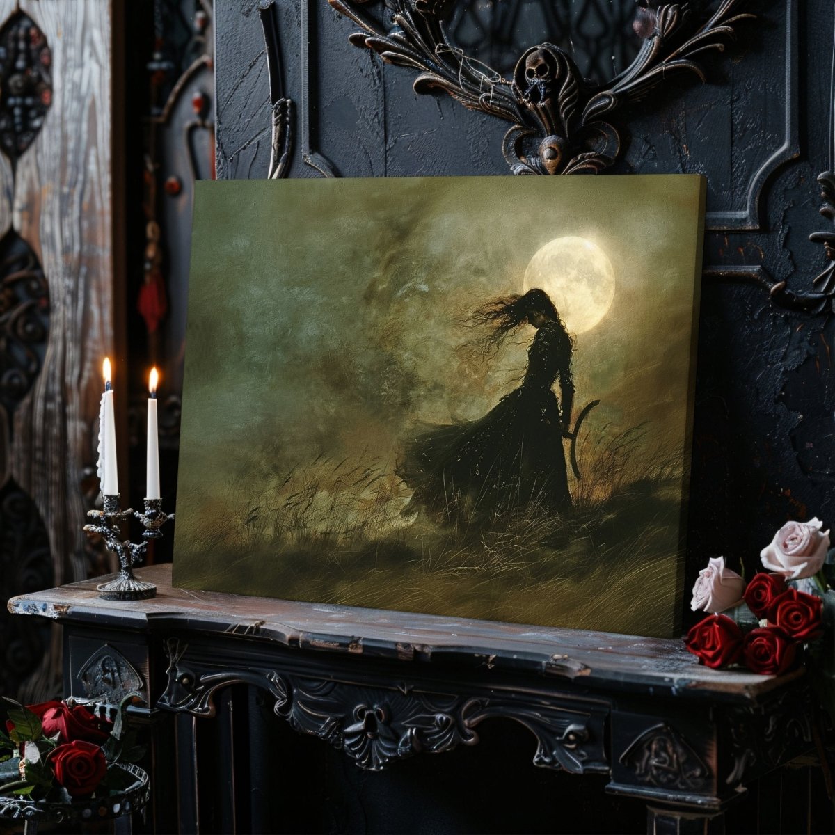 Hekate on Samhain Canvas Print - Witchcore Wall Art, Occult Greek Goddess - Everything Pixel