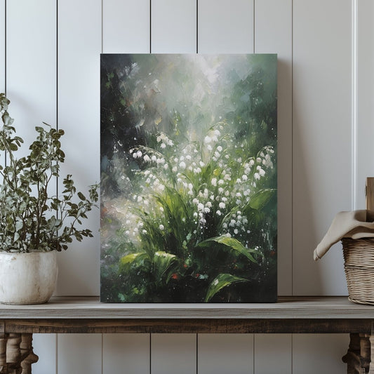 Lily of the Valley Canvas Print - Serene Floral Nature Art, Cottagecore Botanical Decor, Spring Woodland Canvas - Everything Pixel