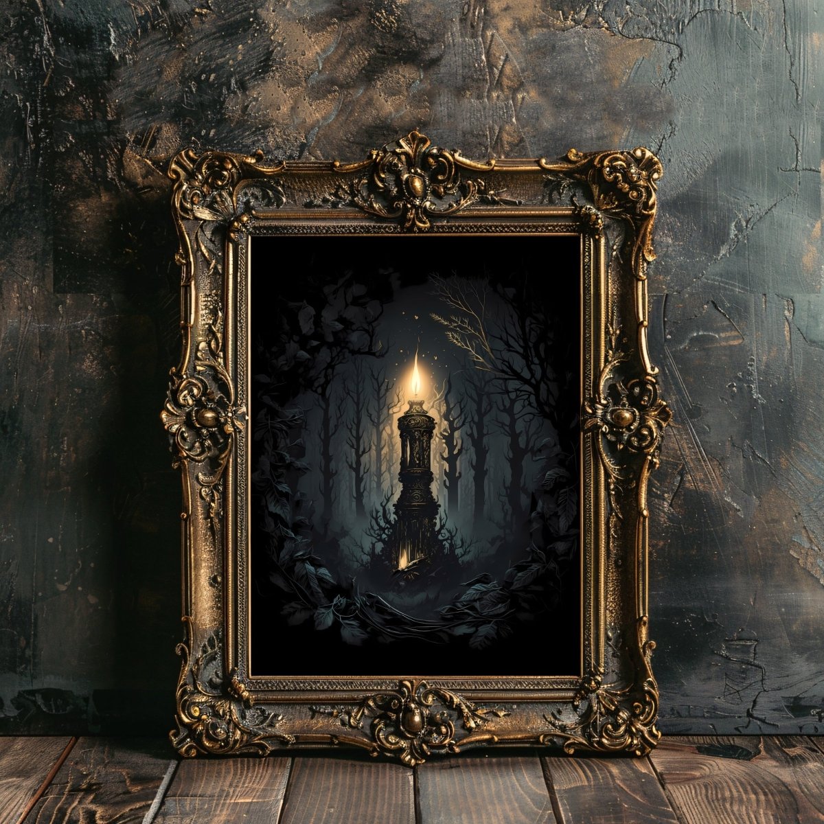 Magic Candle in Woodland Gothic Wall Art Dark Fairycore Paper Poster Prints Gothic Artwork Witchy Decor Dark Cottagecore Mystical Artwork Goblincore Print - Everything Pixel