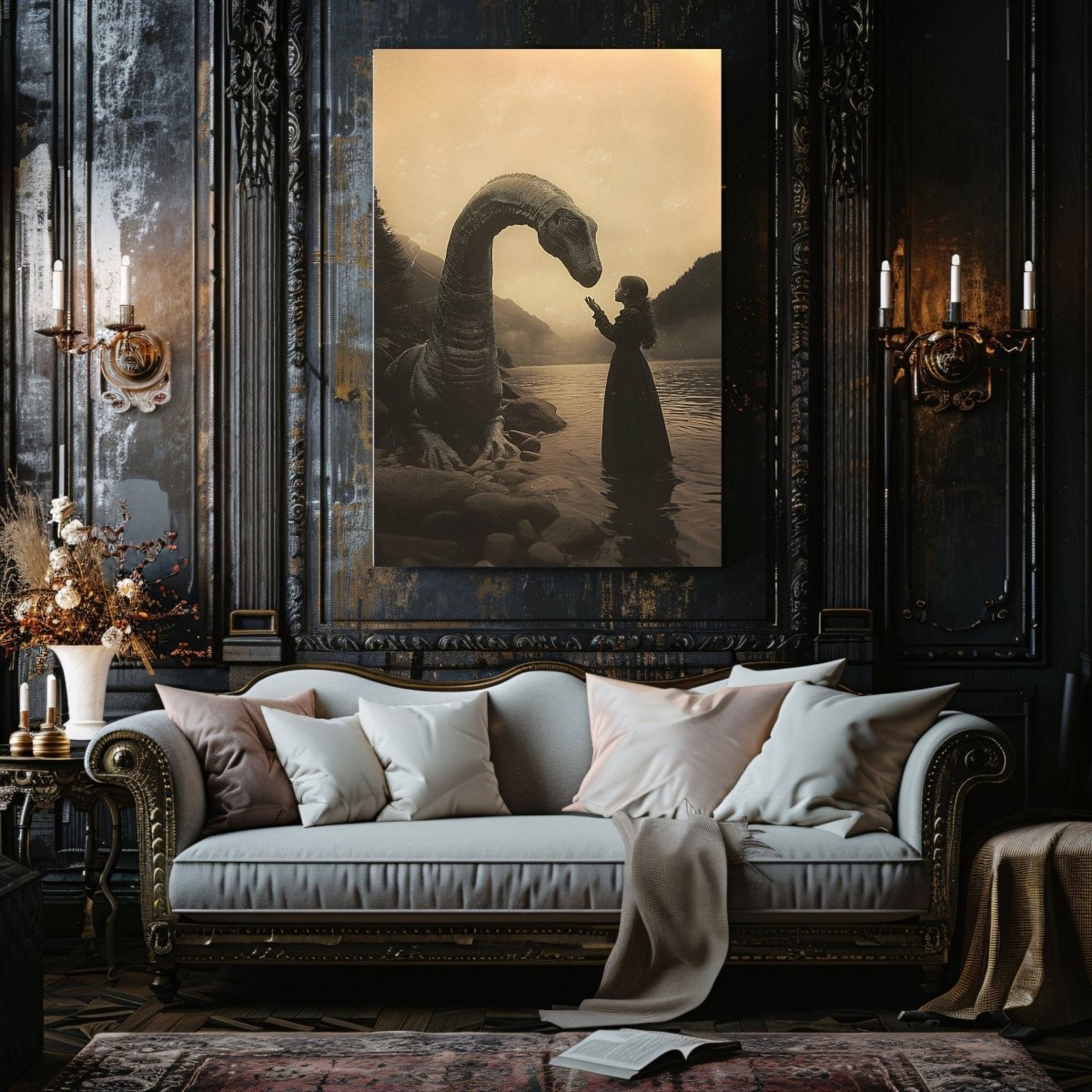 Magical Encounter with Nessie Canvas Print - Vintage Loch Ness Photography - Everything Pixel