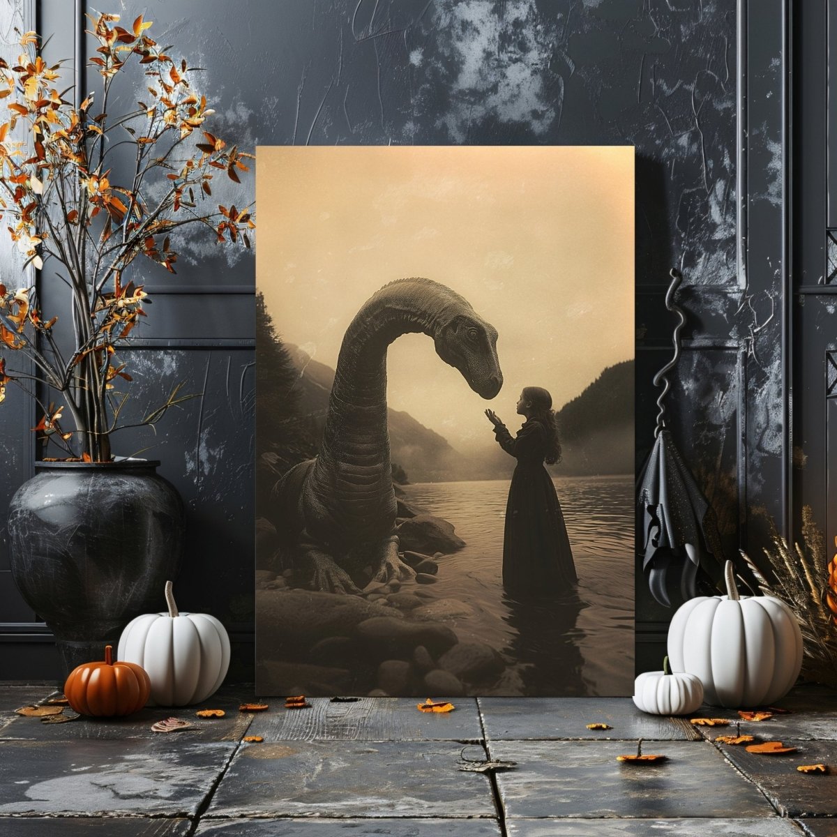 Magical Encounter with Nessie Canvas Print - Vintage Loch Ness Photography - Everything Pixel