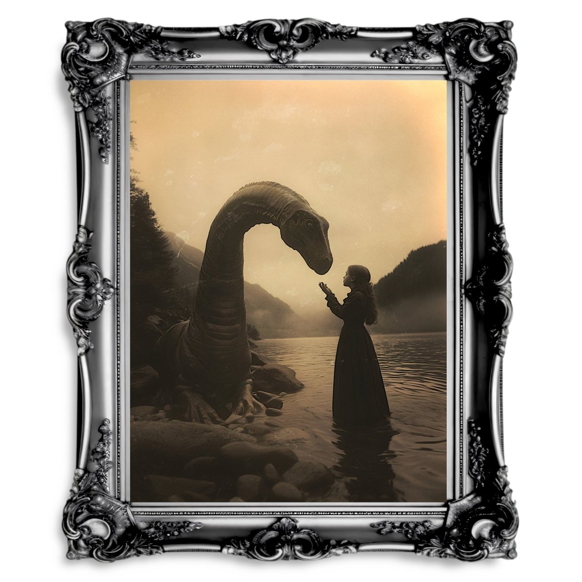 Magical Encounter with Nessie Wall Art Print - Vintage Loch Ness Photography - Everything Pixel