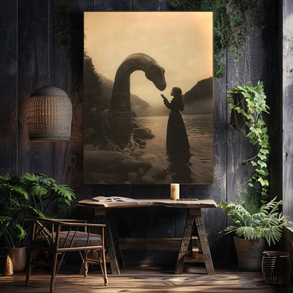 Magical Encounter with Nessie Wall Art Print - Vintage Loch Ness Photography - Everything Pixel