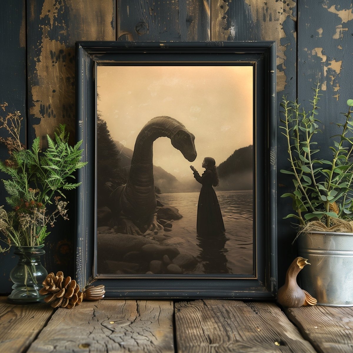 Magical Encounter with Nessie Wall Art Print - Vintage Loch Ness Photography - Everything Pixel