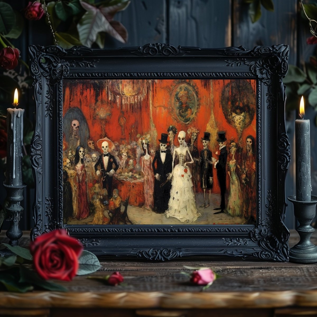 Monster Wedding Gothic Wall Art Dark Gothic Halloween Artwork Moody Painting Witchy Art Gift for Gothic Fans Creepy Horror Decor Paper Poster Print - Everything Pixel