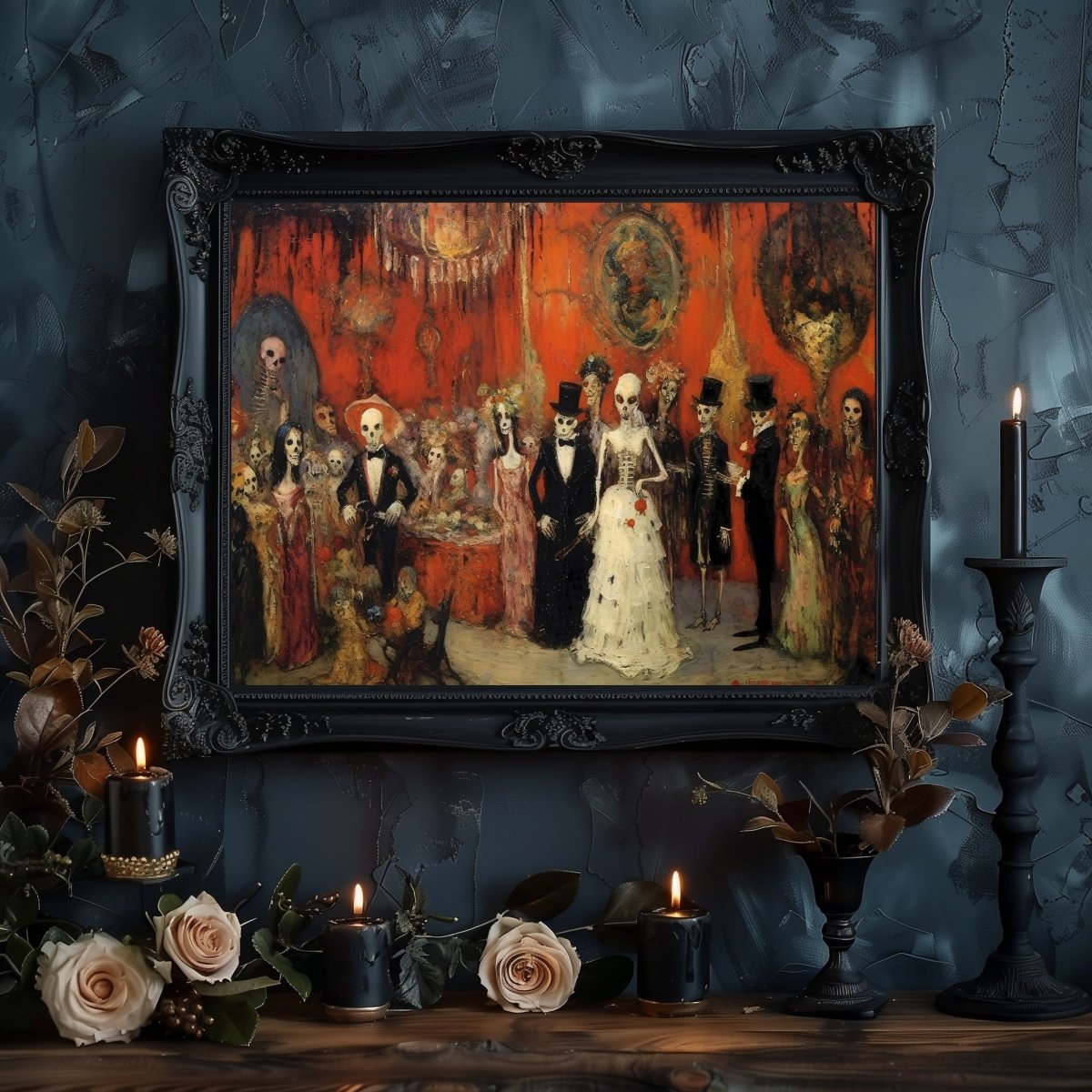 Monster Wedding Gothic Wall Art Dark Gothic Halloween Artwork Moody Painting Witchy Art Gift for Gothic Fans Creepy Horror Decor Paper Poster Print - Everything Pixel