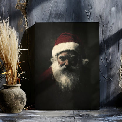 Moody Santa Claus Portrait - Dark Christmas Canvas Print for Gothic Holiday Decor - Everything Pixel