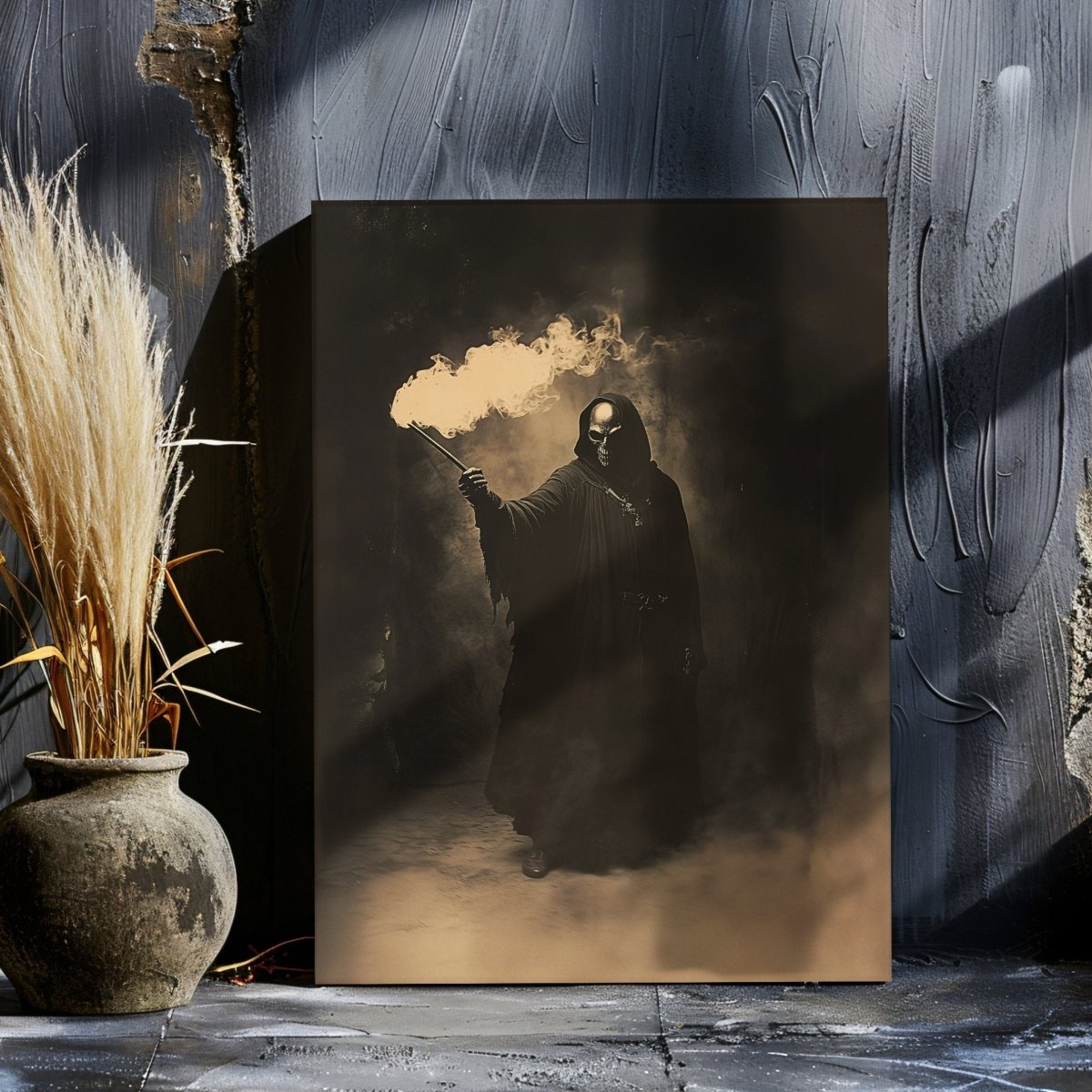 Mysterious Dark Wizard Canvas Print - Gothic Witchcore Fantasy Art - Everything Pixel