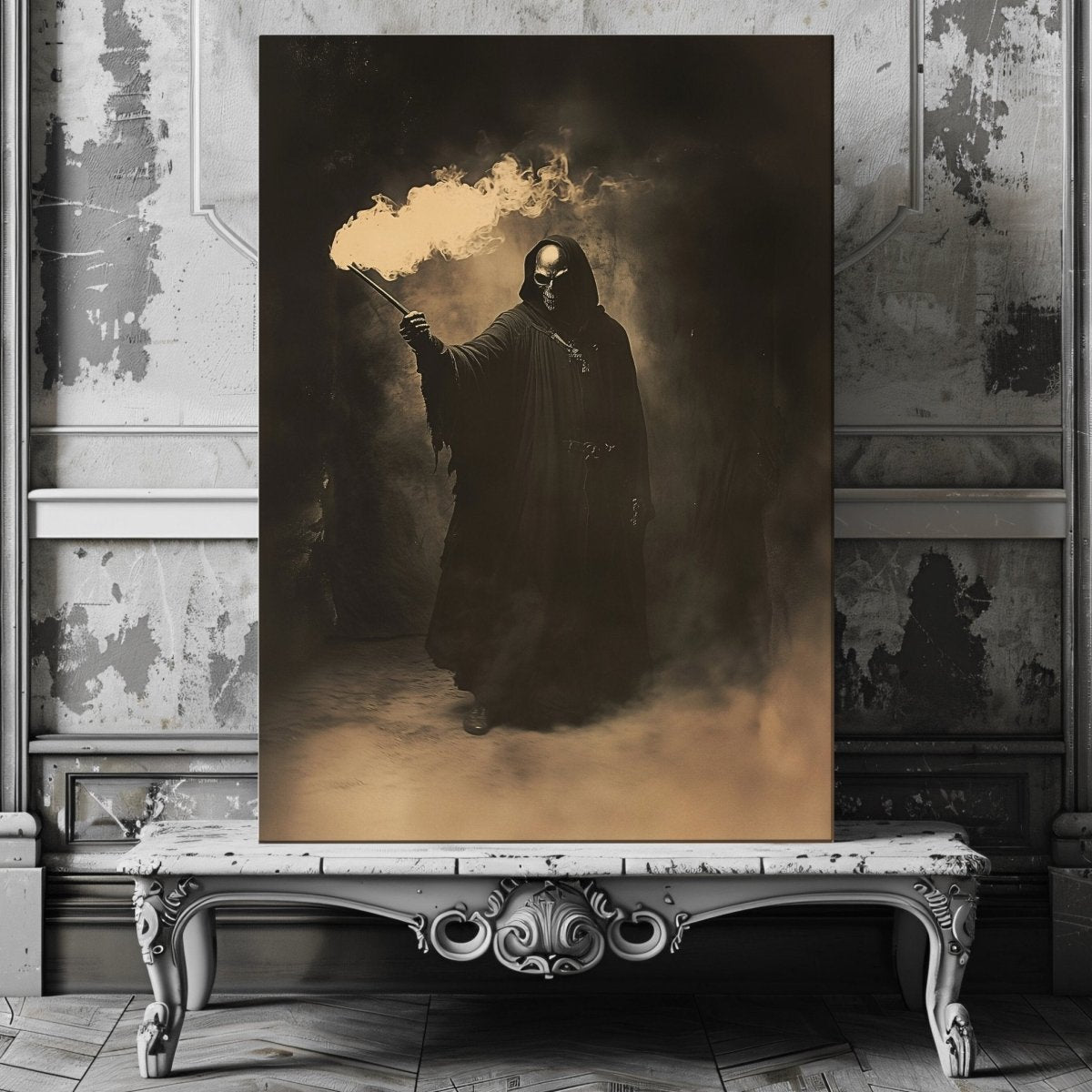 Mysterious Dark Wizard Canvas Print - Gothic Witchcore Fantasy Art - Everything Pixel