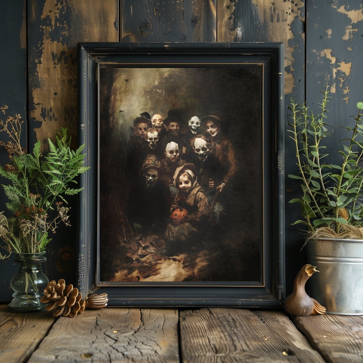 Mysterious Halloween Gathering Wall Art Print - Macabre Decor, Spooky Vintage Art - Everything Pixel
