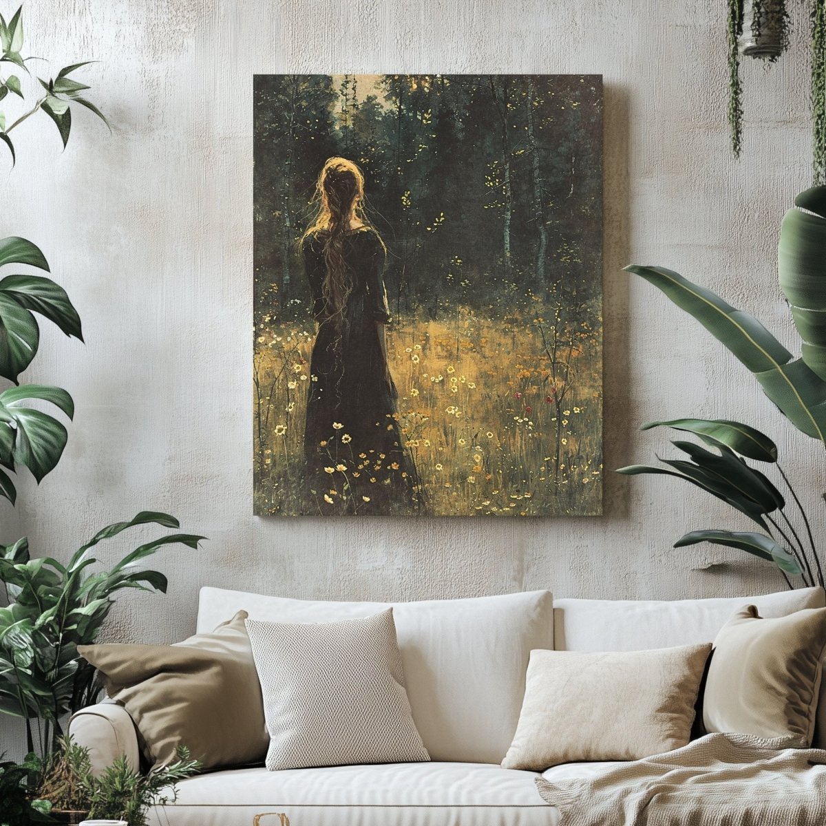 Ostara Goddess Canvas Print - Wildflowers & Sunrise, Pagan Celtic Mythology - Everything Pixel