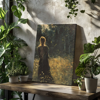 Ostara Goddess Canvas Print - Wildflowers & Sunrise, Pagan Celtic Mythology - Everything Pixel