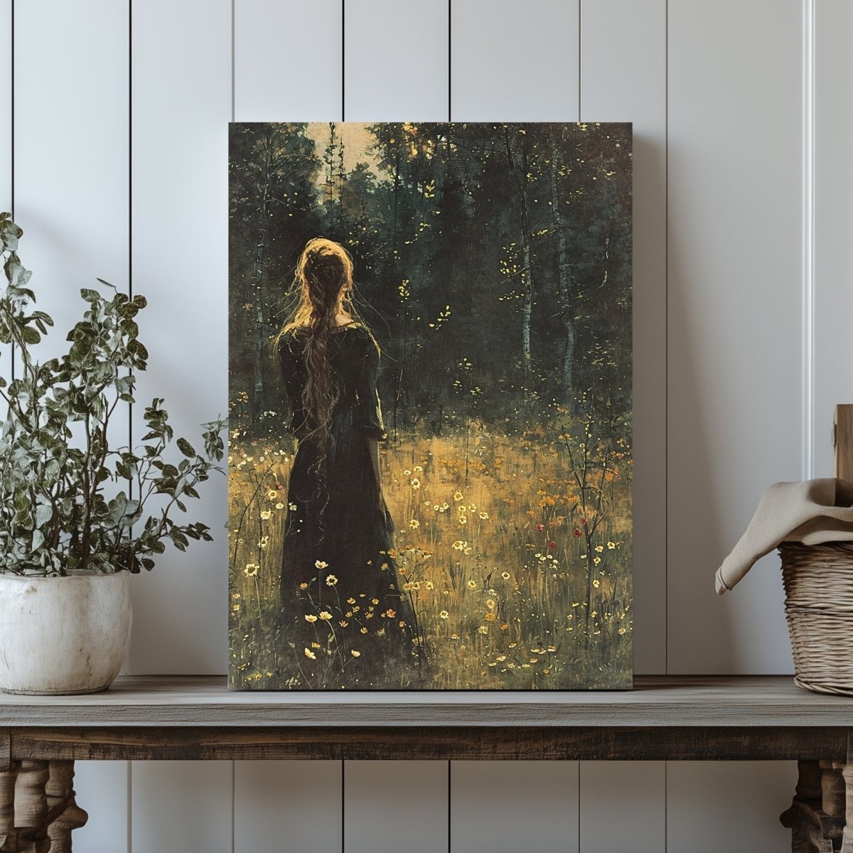 Ostara Goddess Canvas Print - Wildflowers & Sunrise, Pagan Celtic Mythology - Everything Pixel