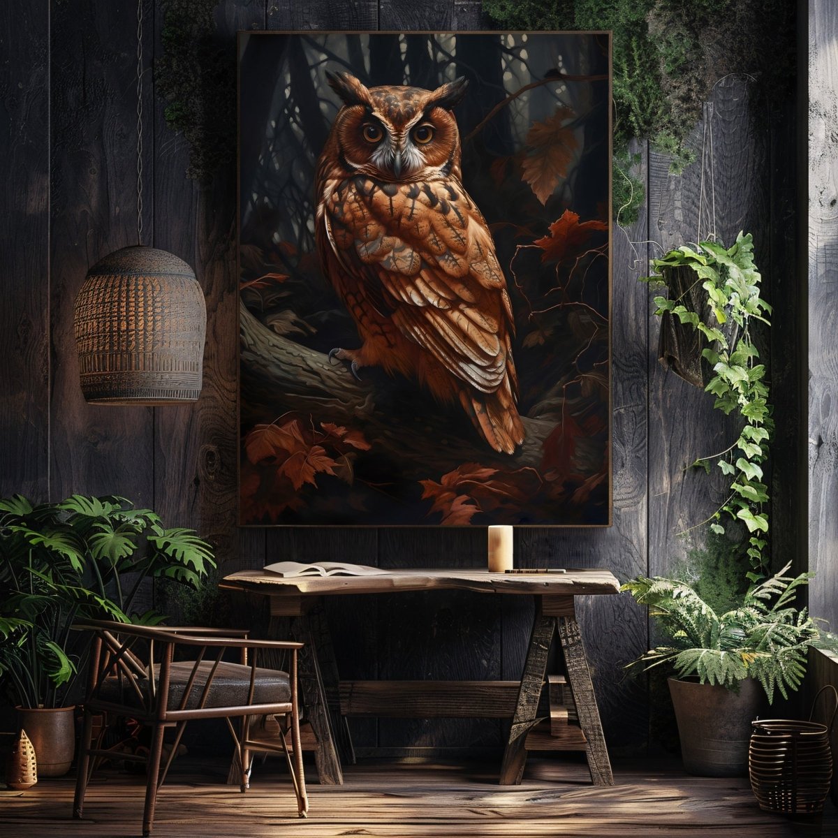 Owl in Dark Forest Wall Art Dark Academia, Goblincore, Victorian, Moody Antique Painting, Witchy Gothic Cottagecore Decor Paper Poster Prints - Everything Pixel