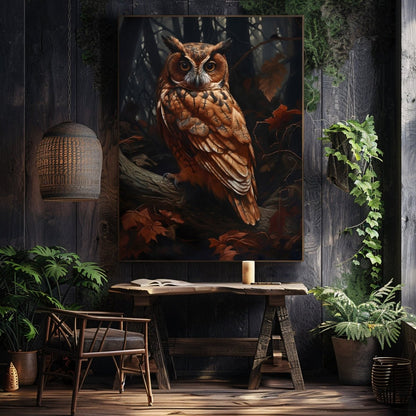 Owl in Dark Forest Wall Art Dark Academia, Goblincore, Victorian, Moody Antique Painting, Witchy Gothic Cottagecore Decor Paper Poster Prints - Everything Pixel