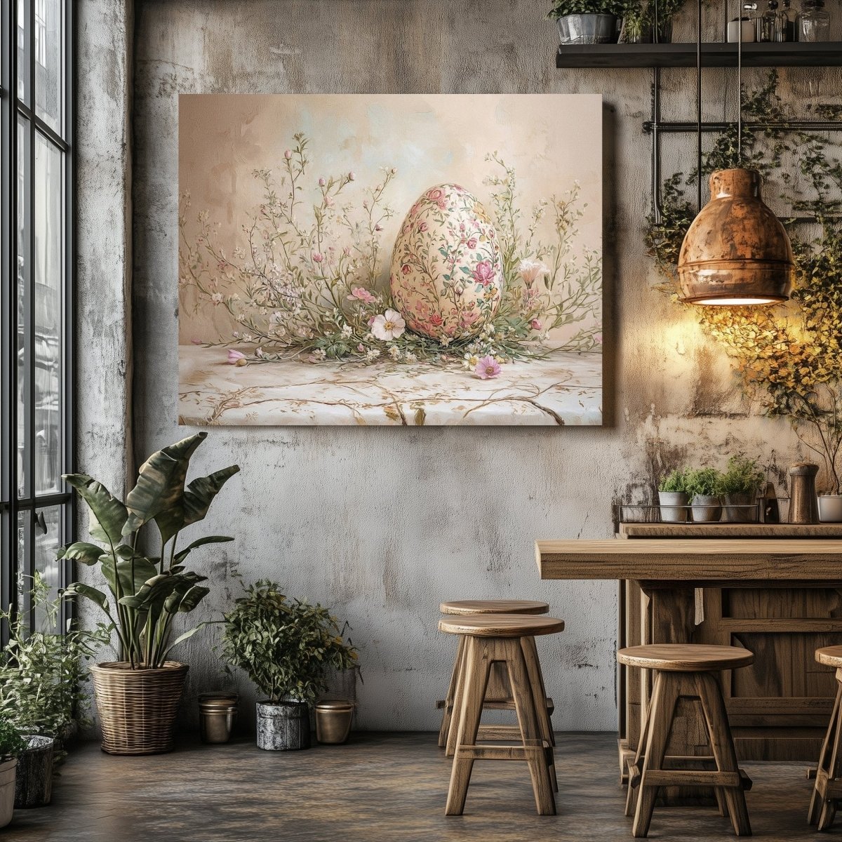 Pastel Floral Egg Canvas Print – Vintage Easter and Spring Wildflower Art - Everything Pixel