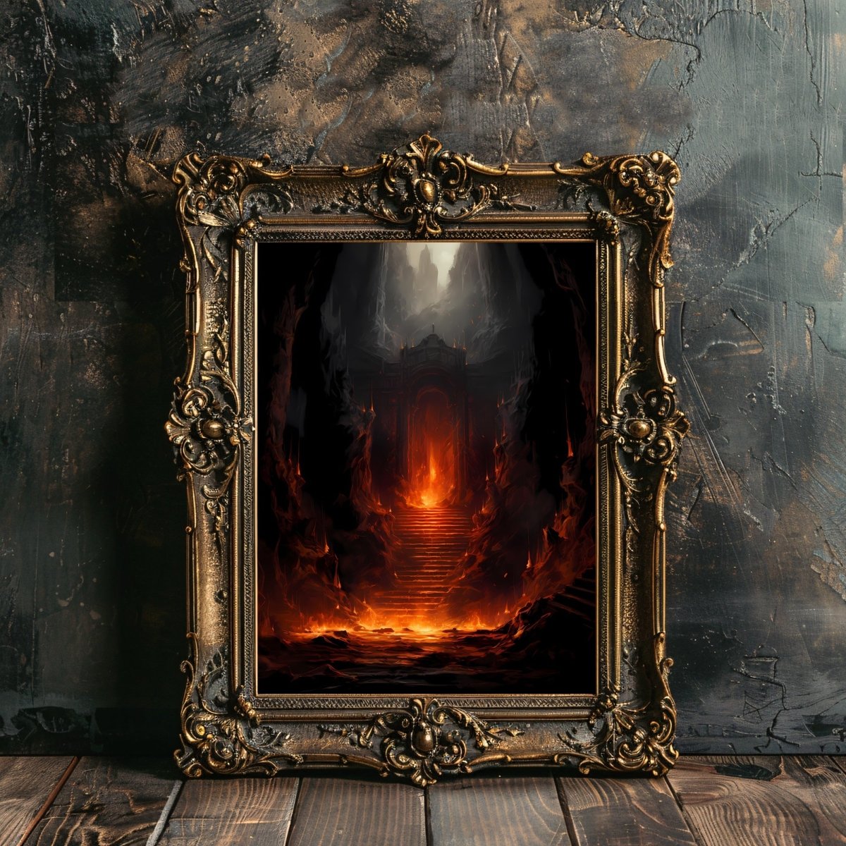 Portal to Hell Wall Art Dark Cottagecore Print Dark Aesthetic Room Decor Gothic Occult Artwork Fire Demon Poster Diablo Print Paper Poster Print - Everything Pixel