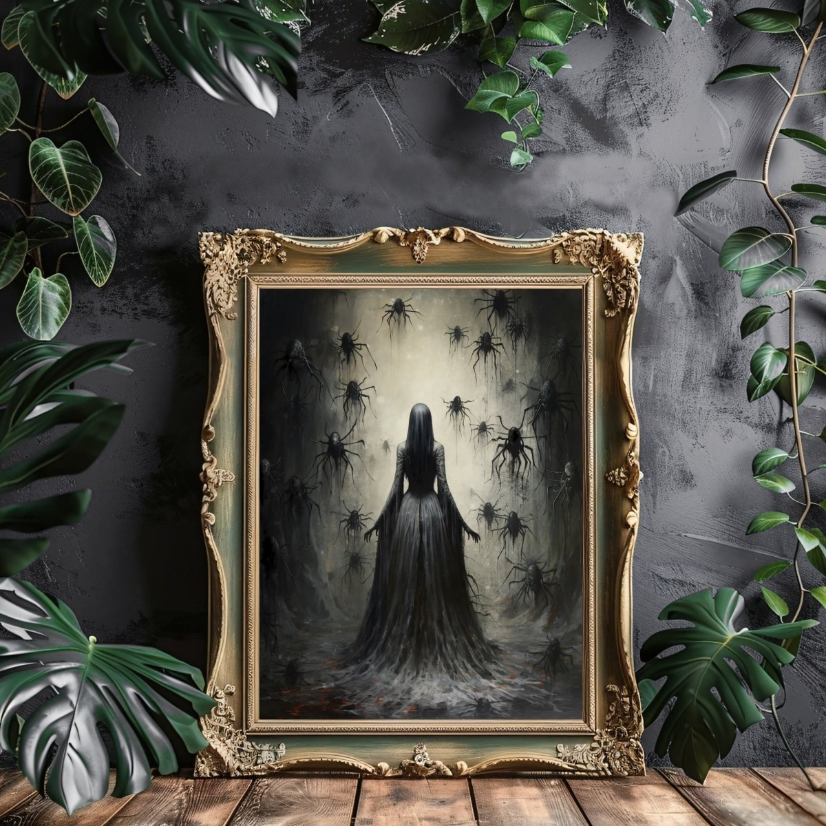 Queen of Spiders Wall Art Moody Painting Dark Cottagecore Decor Gothic Poster Dark Academia Art Witchy Spooky Halloween Paper Poster Prints - Everything Pixel