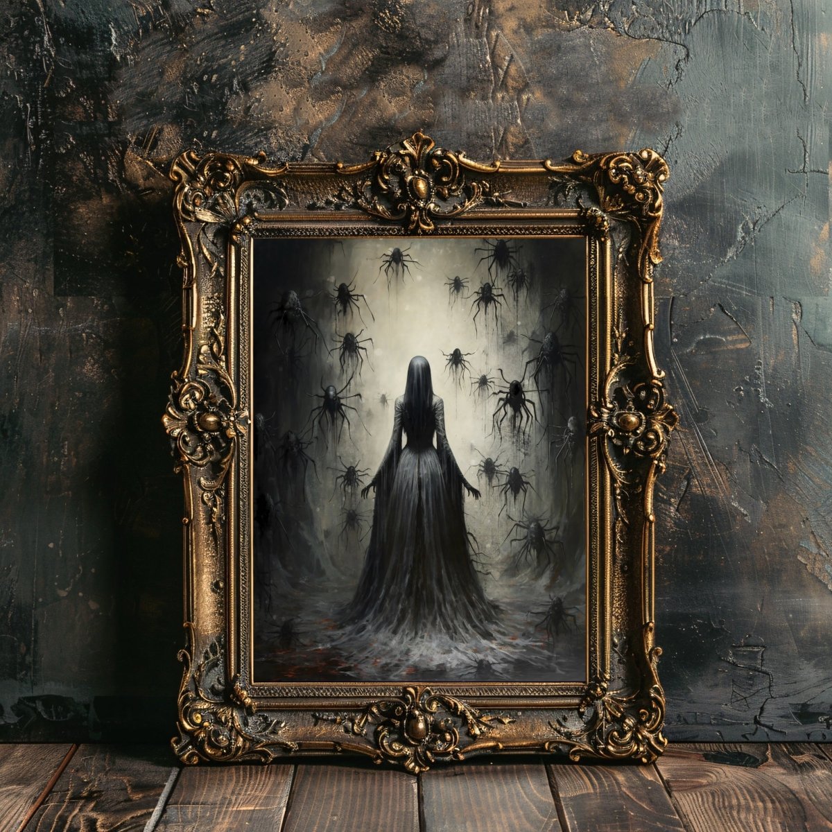 Queen of Spiders Wall Art Moody Painting Dark Cottagecore Decor Gothic Poster Dark Academia Art Witchy Spooky Halloween Paper Poster Prints - Everything Pixel