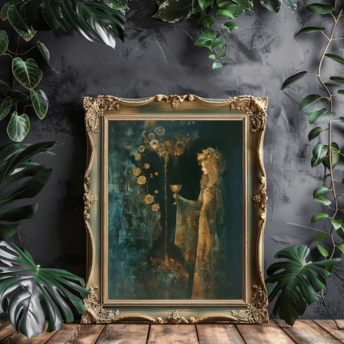 Roman Goddess Fortuna at the Spring of Fortune - Dark, Gothic Wall Art Print - Everything Pixel