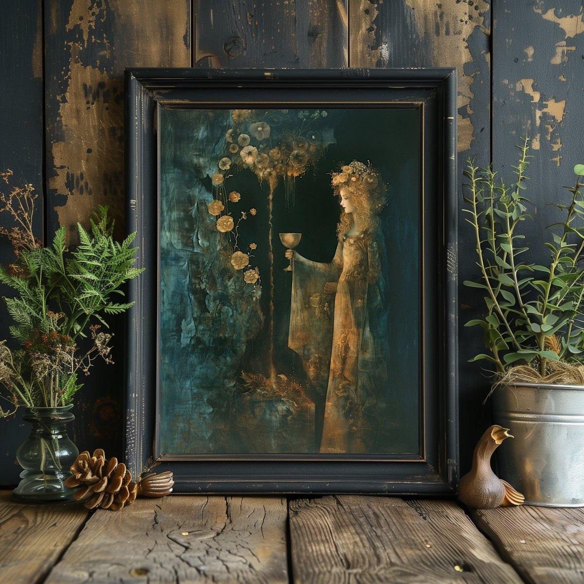 Roman Goddess Fortuna at the Spring of Fortune - Dark, Gothic Wall Art Print - Everything Pixel