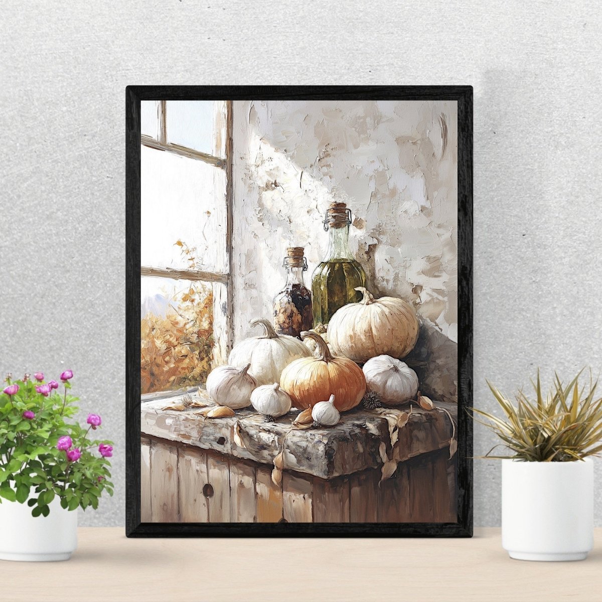 Rustic Autumn Harvest Still Life Wall Art Print - Autumn Kitchen Decor, Vintage Farmhouse Wall Art - Everything Pixel