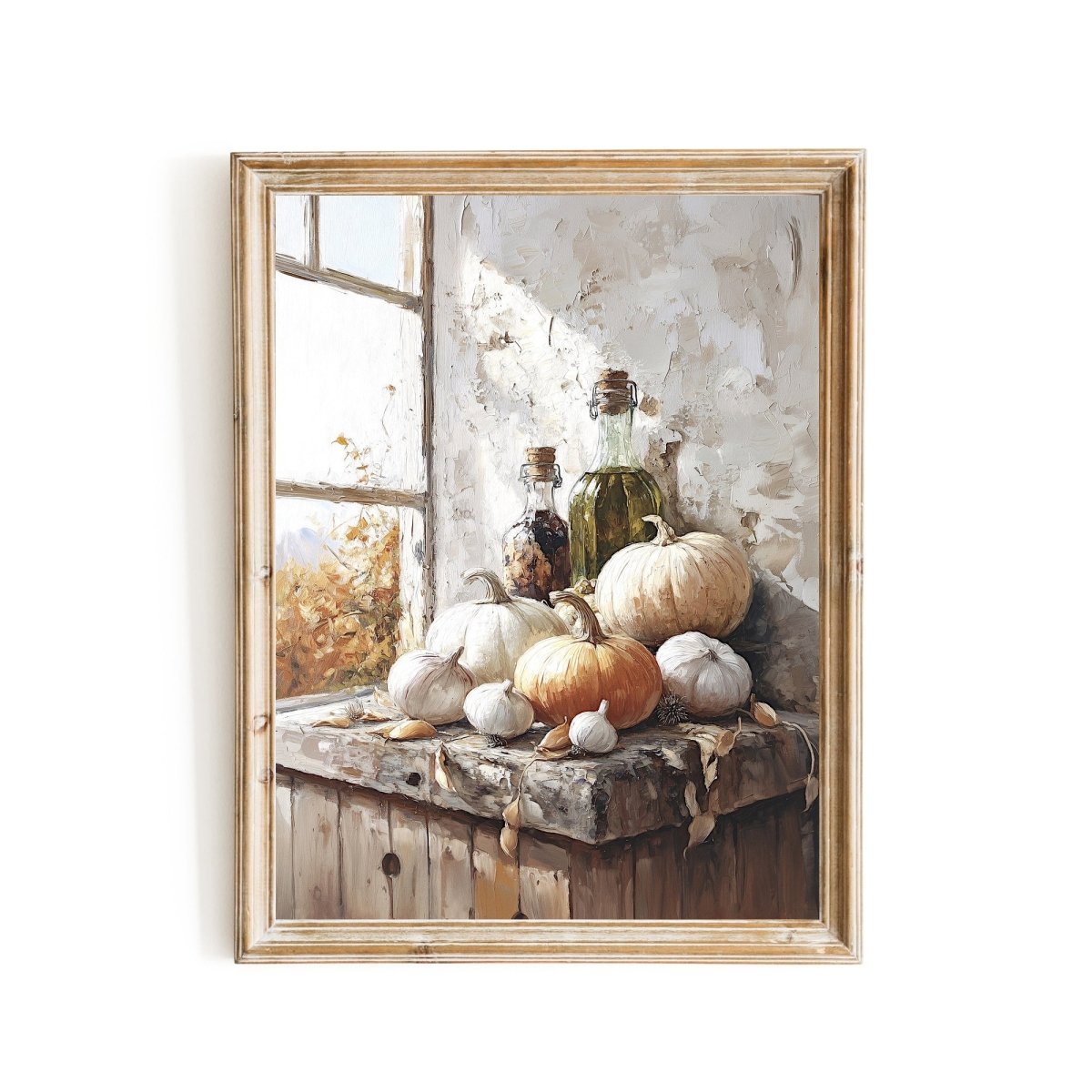 Rustic Autumn Harvest Still Life Wall Art Print - Autumn Kitchen Decor, Vintage Farmhouse Wall Art - Everything Pixel