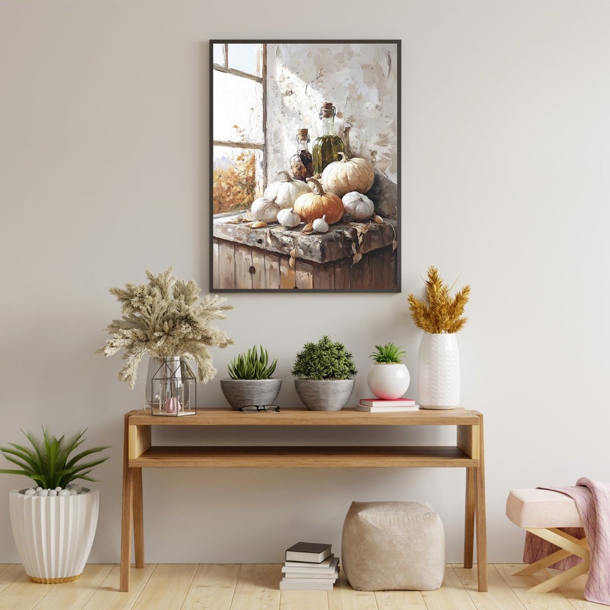 Rustic Autumn Harvest Still Life Wall Art Print - Autumn Kitchen Decor, Vintage Farmhouse Wall Art - Everything Pixel