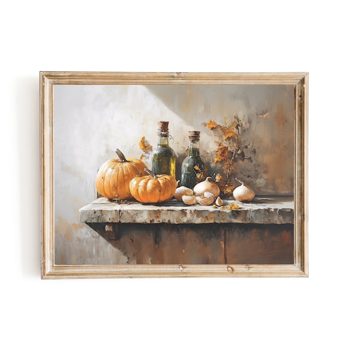 Rustic Still Life with Pumpkins Wall Art Print - Cozy Autumn Kitchen Decor, Vintage Farmhouse Print - Everything Pixel