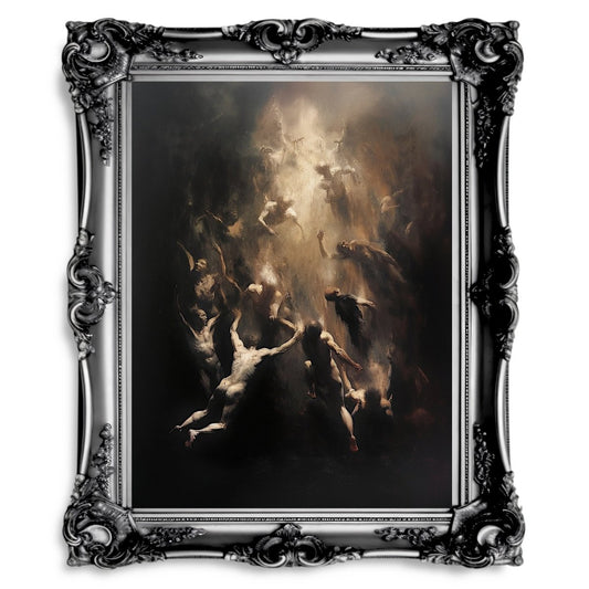 Sinners Falling to Hell - Dark Academia and Occult Art - Gothic Wall Art Print - Everything Pixel