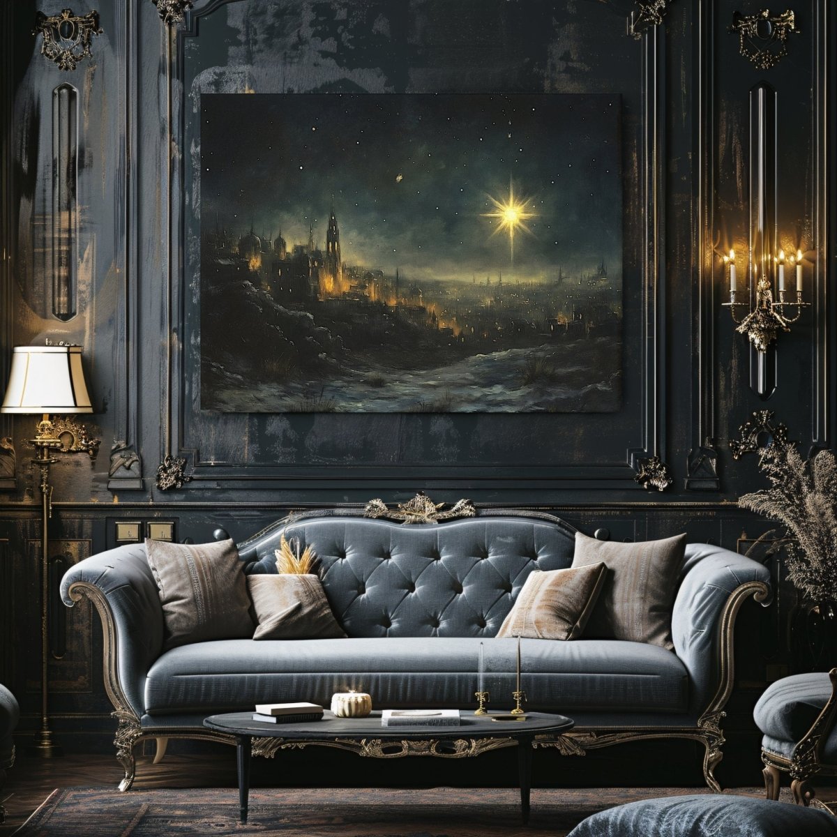 Star of Bethlehem Canvas Print – Illuminated Ancient City with Nativity - Inspired Golden Star - Everything Pixel