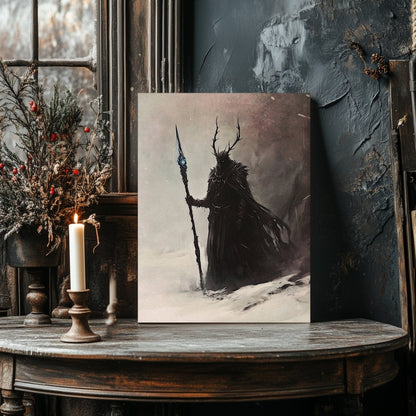 The God of Winter Canvas Print – Powerful Mystical Figure in a Snowy, Frozen Landscape - Everything Pixel