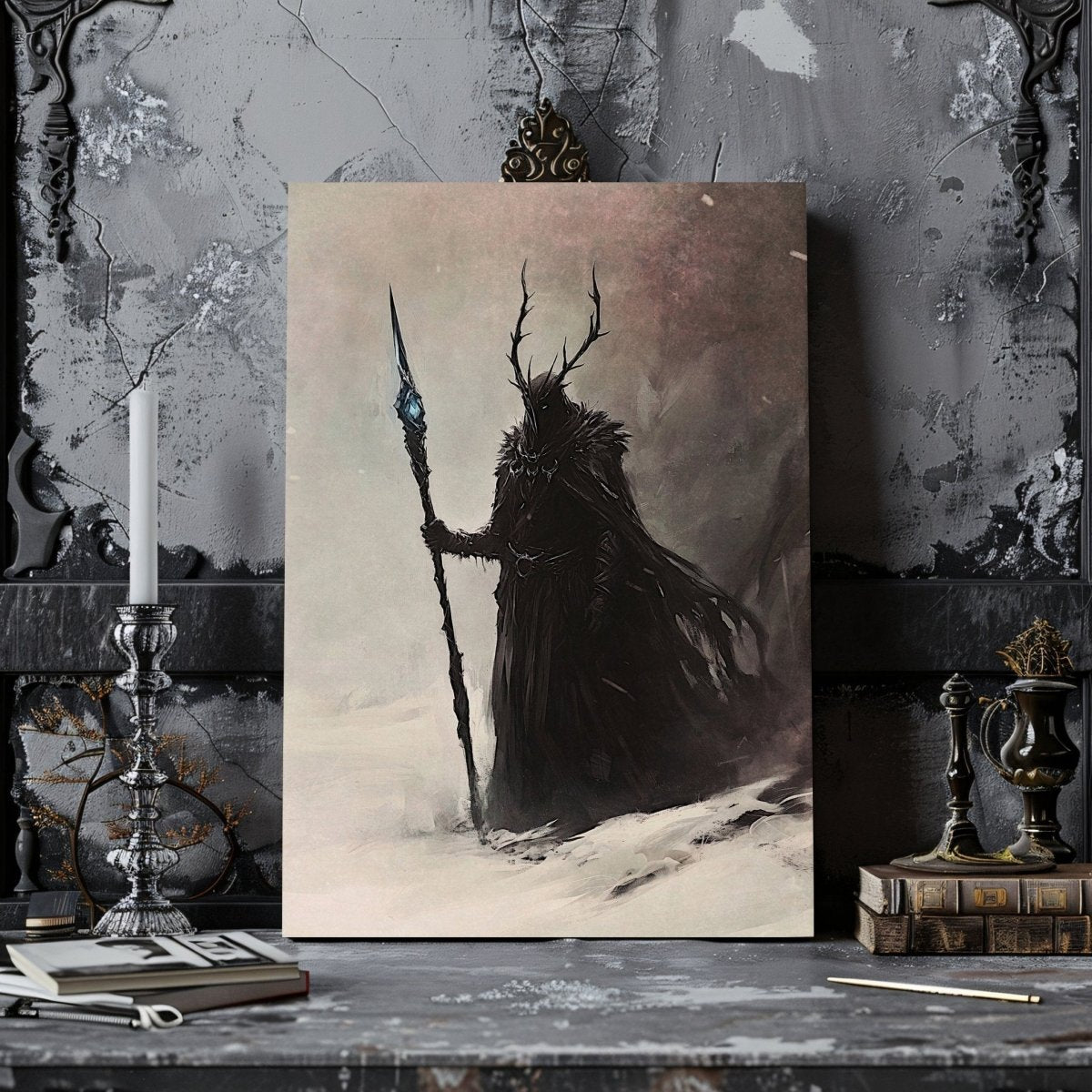 The God of Winter Canvas Print – Powerful Mystical Figure in a Snowy, Frozen Landscape - Everything Pixel