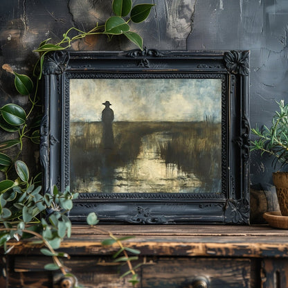 The Watcher in the Moody Swamp - Dark, Gothic Wall Art Print - Everything Pixel